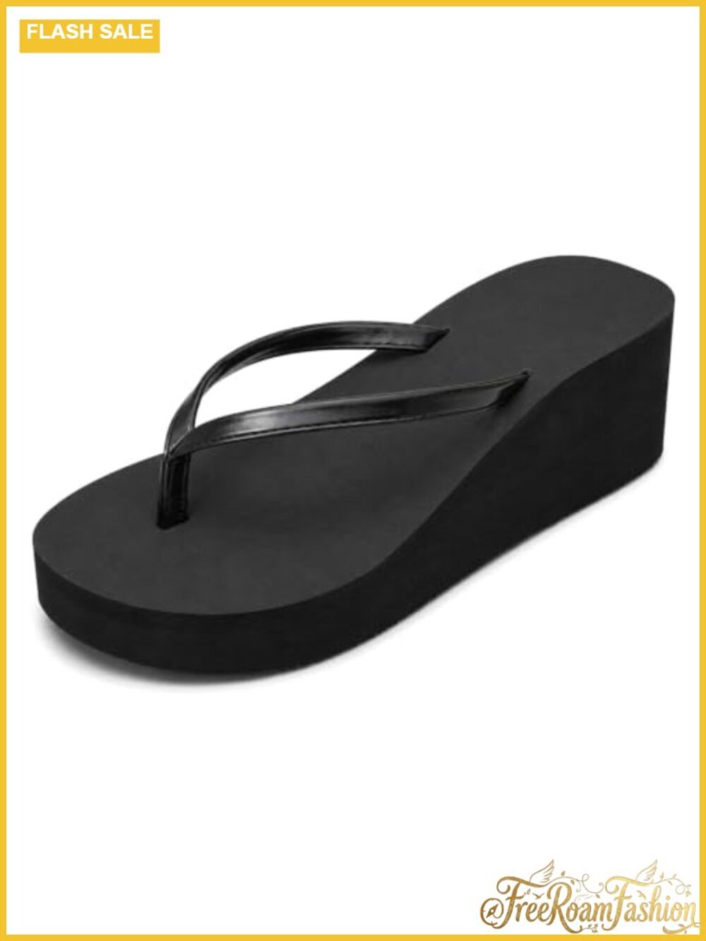 Platform Wedge Flip Flops Round Toe Slip On Thong Sandals
